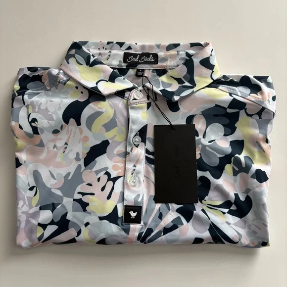 Men’s Bad Birdie Golf Savannah Swing Abstract Floral Performance Polo L MSRP $78 - Picture 3 of 7